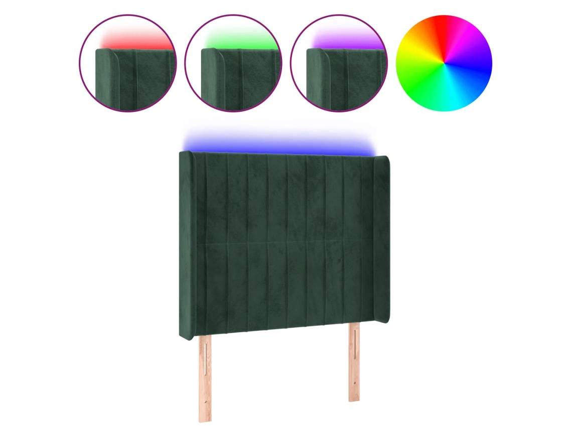 Led Headboard, Led Headboards Vidaxl Verde Veludo (103 X 16 X 118/128 Cm)