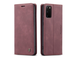 Capa De Couro Retrô Para Celular Com Aba, Protege O Cartão.borgonha - Samsung M20