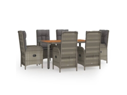 Garden Dining Set, Garden Dining Sets Vidaxl Cinzeto Rattan / Vime (mesa Com 150 Cm De Comprimento)