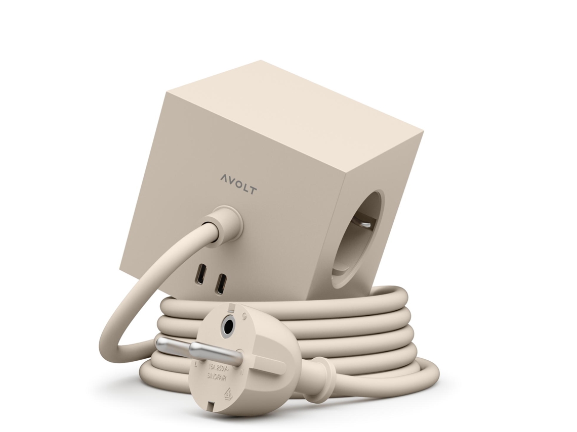 Carregador de Parede AVOLT Square 2x Usb - C (30W - 1.8 M - Bege )
