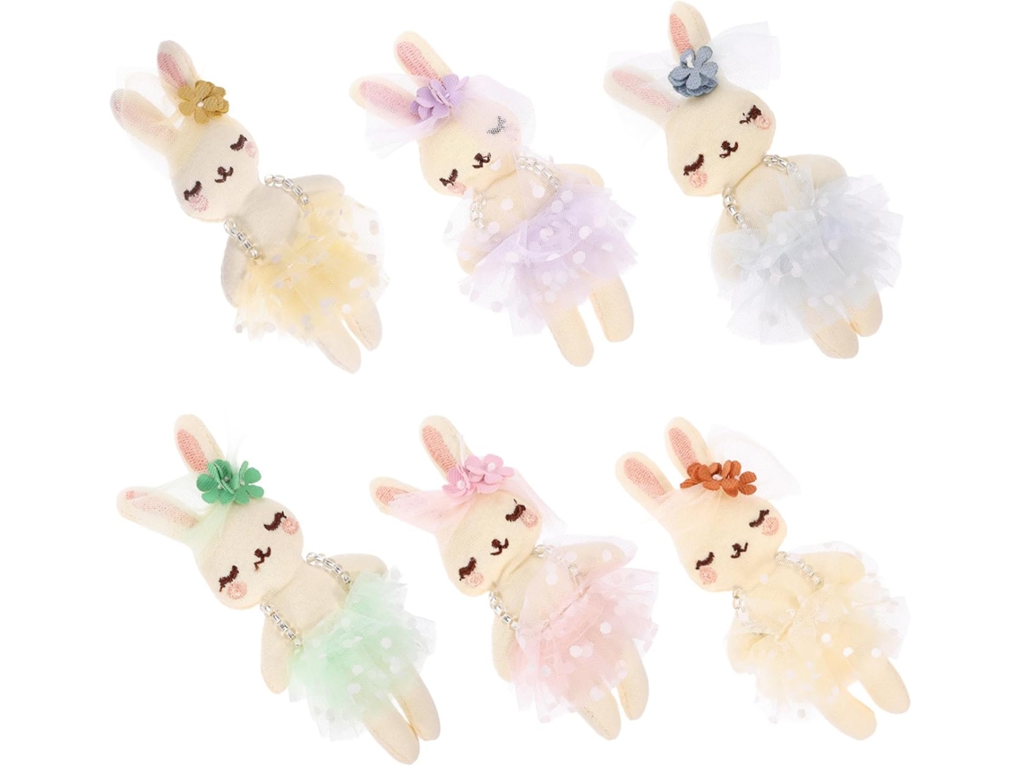 Conjunto De 6 Pelúcia Coelhos Recheados Com Algodão Pp E Tecido,
