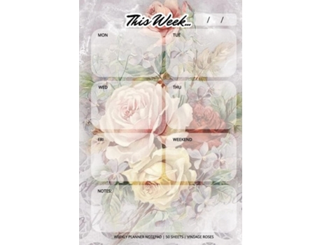 Livro Weekly Planner Notepad Vintage Roses, Daily Planning Pad For Organizing, Tasks, Goals, Schedule De Llama Bird Press (inglês)