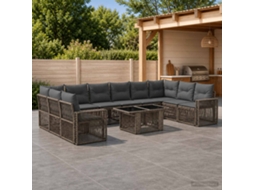 Vidaxl Conjunto De Sofá De Jardim 11 Unid. Cinza E Cinza Escuro