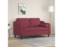 Sofá 2 Lug. Almofadas Decorativas 120cm Tecido Vermelho Tinto Lovely Home