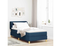 Vidaxl Cama Box Com Cabeceira Azul 90 X 200 Cm Tecido