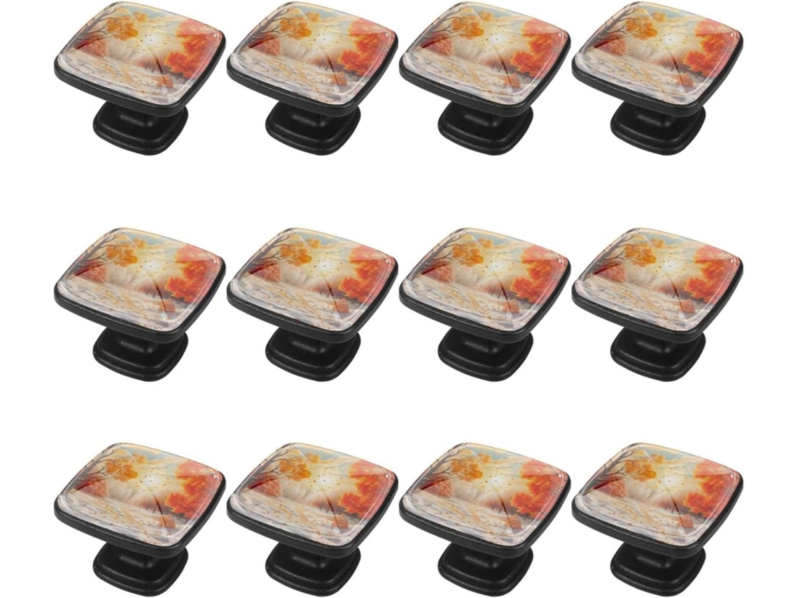 Puxadores Quadrados Para Armários De Cozinha, Puxadores Para Armários E Gavetas, 12 Peças, Folhas De Outono, Puxadores