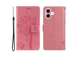 Capa Em Couro Pu, Com Suporte Para Iphone 16 - Rosa