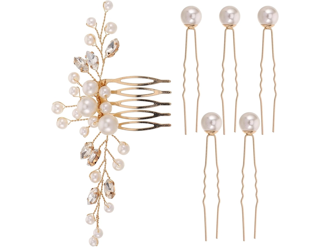 Pente De Cabelo De Noiva Com Strass Branco, Feito À Mão, Design Vintage Elegante.