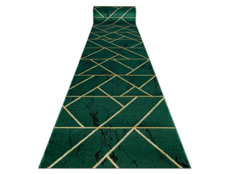 Passadeira DYWANY LUSZCZOW Emerald Exclusivo Glamour Mármore Geométrico Garrafa Poliéster Verde (80x670cm)