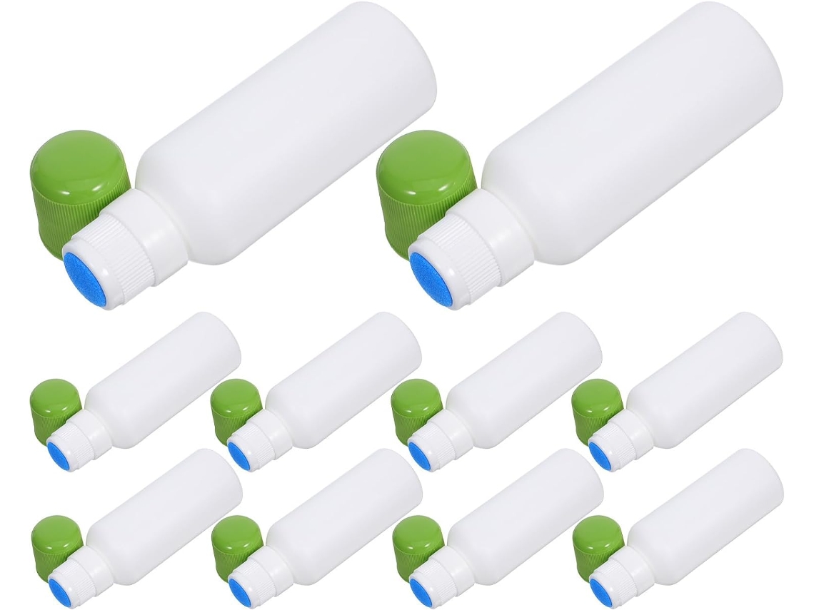 Frascos Aplicadores Com Ponta De Esponja, 100ml, Pacote Com 10 Unidades, Plástico Verde.