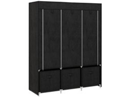 Guarda Roupa Dobrável Em Tecido Com 5 Prateleiras 2 Cabideiros E 3 Gavetas 125x43x162,5 Cm