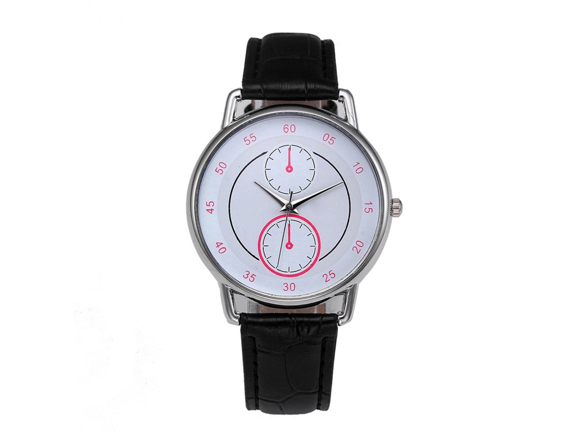 Relógio de quartzo unissex com pulseira ajustável, design simples e moderno (rosa, preto)