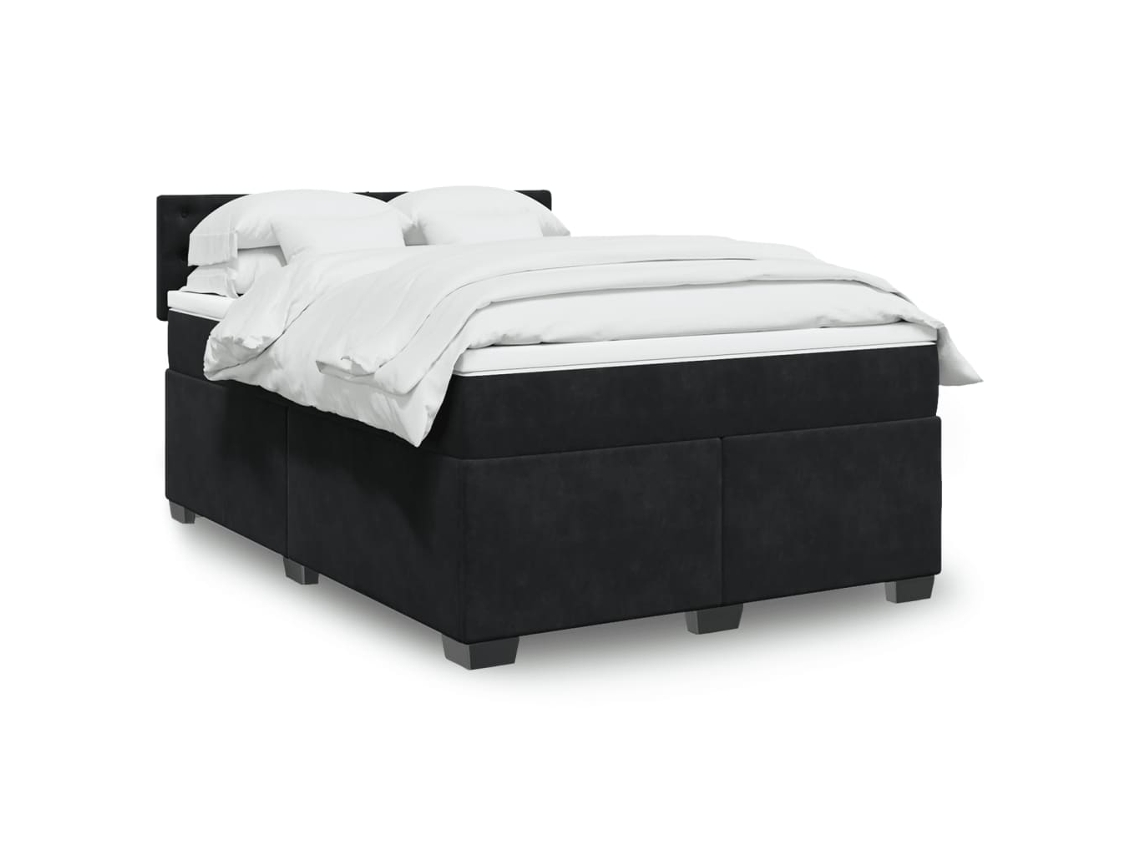 Vidaxl Cama Com Molas/colchão 140x200 Cm Veludo Preto