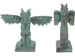 Kit de 2 Peças Decorativas de Jardim em Estilo Retrô, Feitas de Resina com Base Estável. Ornamentos Tribais Antigos, CHABERLU
