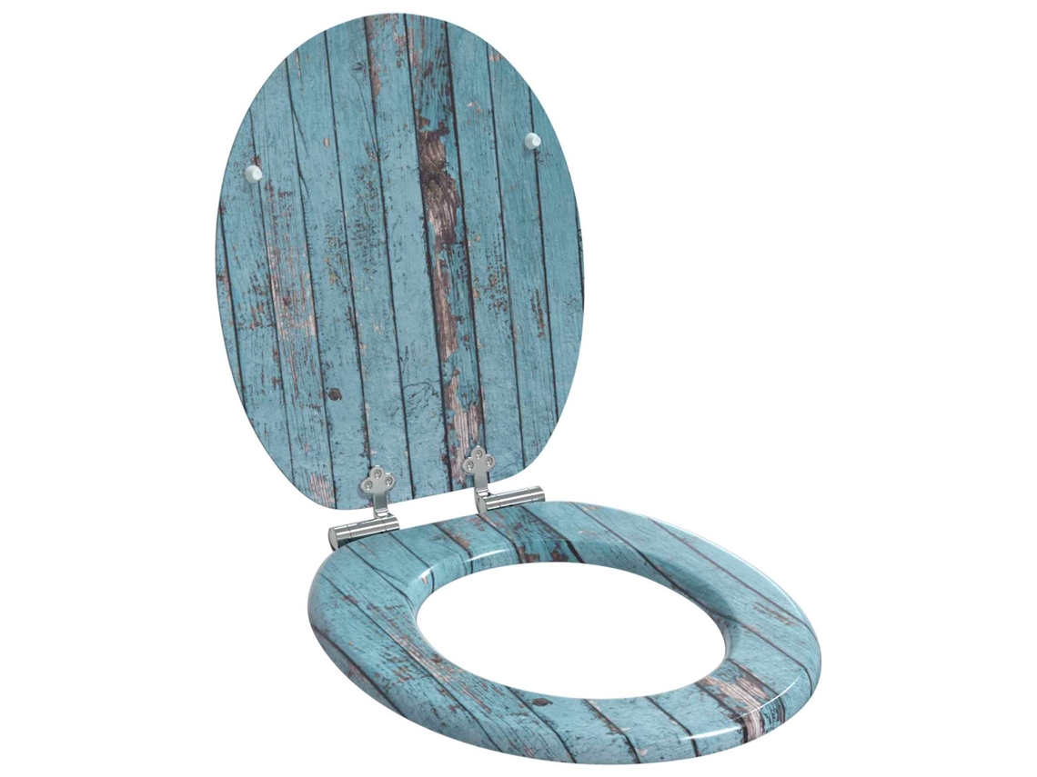 Vidaxl Assento De Sanitário Com Fechamento Suave Azul 44 X 38 Cm