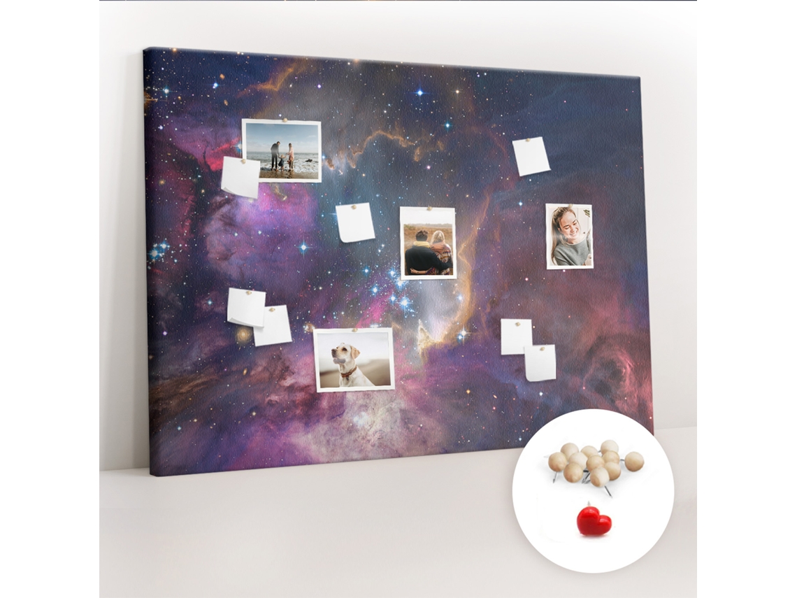Quadro De Cortiça Com Impressão Galáxia Do Mundo Para O Escritório Espelharte (140x100 Cm)