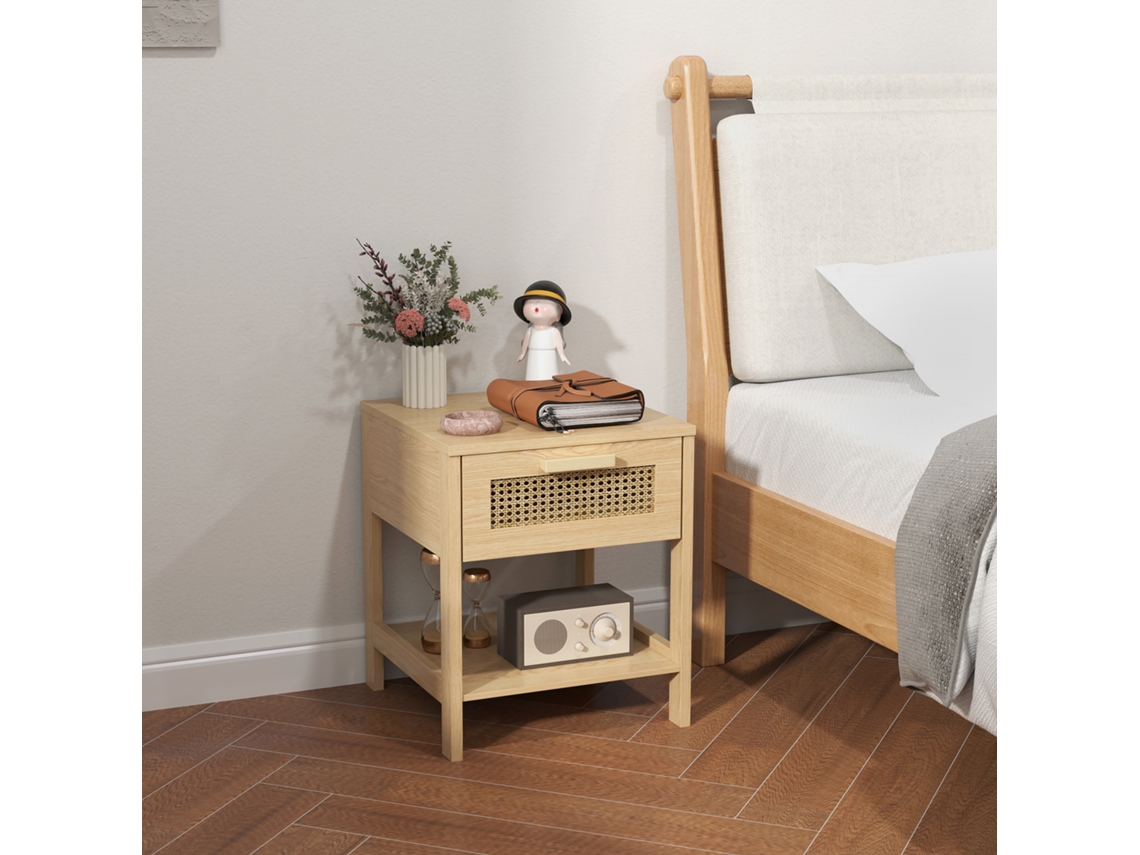 Bedside Table, Nightstand, Side Table With Drawer, Mdf 40 X 40 X 48.4 Cm