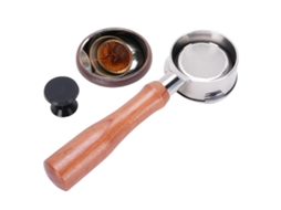 Cabo De Café Laxiscreed Para Máquinas Petrus, 58mm, Aço Inox E Acabamento Em Madeira