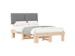 Estrutura de Cama com Cabeceira Estofada em Cinzento Claro MAISON EXCLUSIVE