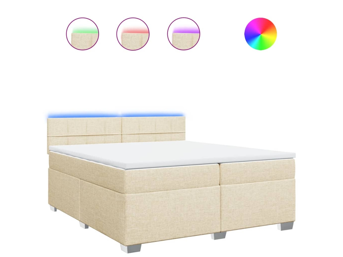Cama com Molas/colchão 200x200 Cm Tecido Cor Creme MAISON EXCLUSIVE