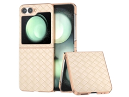 Capa De Celular De Pu Com Textura Trançada E Moldura Galvanizada Para Samsung Galaxy Z Flip6