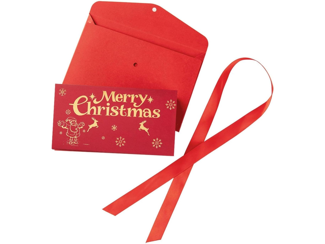 Porta-cartões-presente Com Tema De Papai Noel, 6 Selos De Bolso Dourados, Envelope Vermelho, Organizador