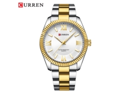 Relógio Masculino MDUG, com escala romana, pulseira de aço luminoso, disco solar, branco