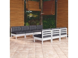 Vidaxl 8 Pcs Conj. Lounge De Jardim Com Almofadões Antracite Pinho