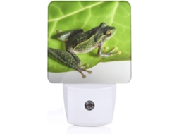 Kururi Luminária Noturna Com Estampa De Folha Sapo, Sensor Crepuscular, Luzes Led De Tomada, Abajur De Parede