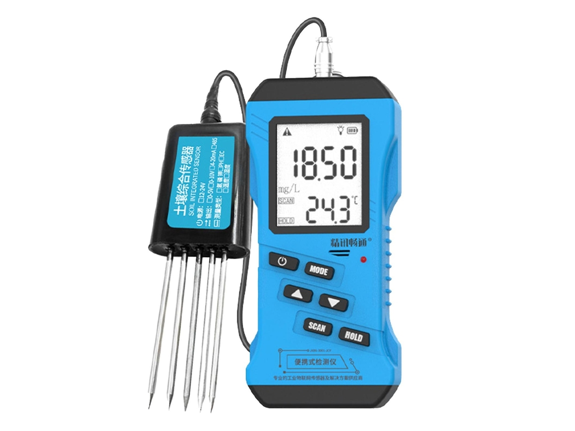 Testador De Solo 7 Em 1 Para Ph, Ce, Npk, Umidade E Temperatura | Display Lcd | Protocolo Modbus Wellngs Aquaforge
