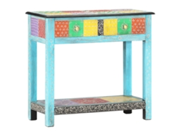 Vidaxl Mesa Consola Pintada À Mão 80x35x75 Cm Mangueira Maciça