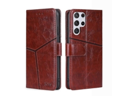 Capa De Couro Com Costura Geométrica Horizontal Para Samsung Galaxy S23 Ultra 5g