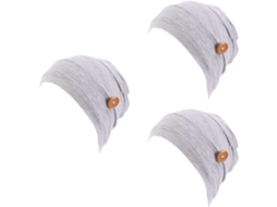 De Touca De Dormir De 3 Peças Com Botões, Máscara Com Botões, Faixa De Cabeça, Esportiva, Cetim, Para Casa, Cinza, Gokoco