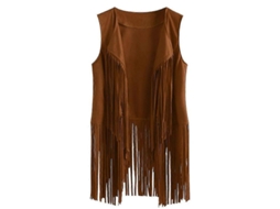 Colete Sem Mangas De Faux Suede Com Franja 70s Hippie Para Mulher Jaqueta Cardigan Festival Khaki