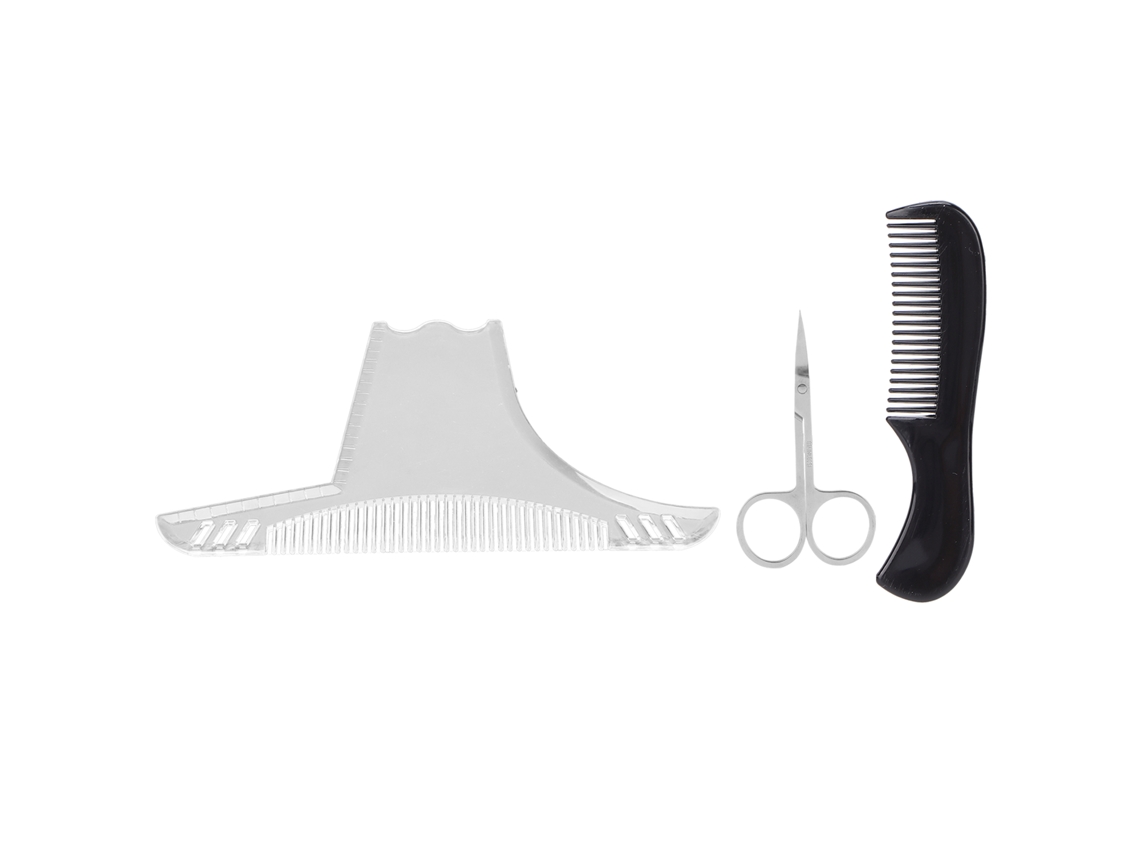 Pente Modelador De Barba Transparente Kit Para Estilização De Barba Masculina Vante