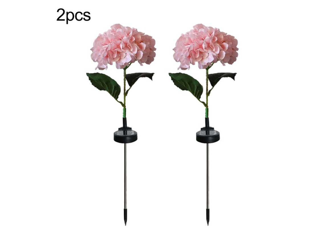 Luz Solar De Hortênsia 2 Pack, Led E Ip65 - Rosa - Eifson