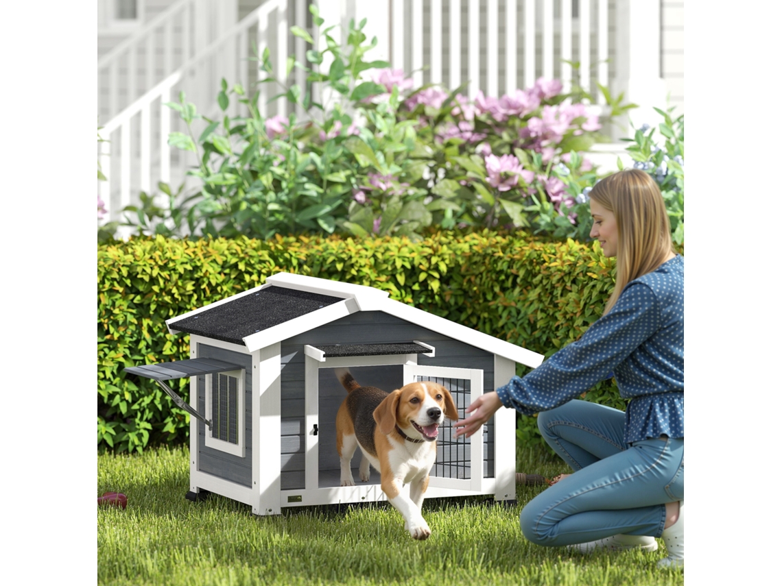 Casinha Externa De Madeira Para Cães, Modelo Caça-cão, Com Dimensões 98x76x69,5cm