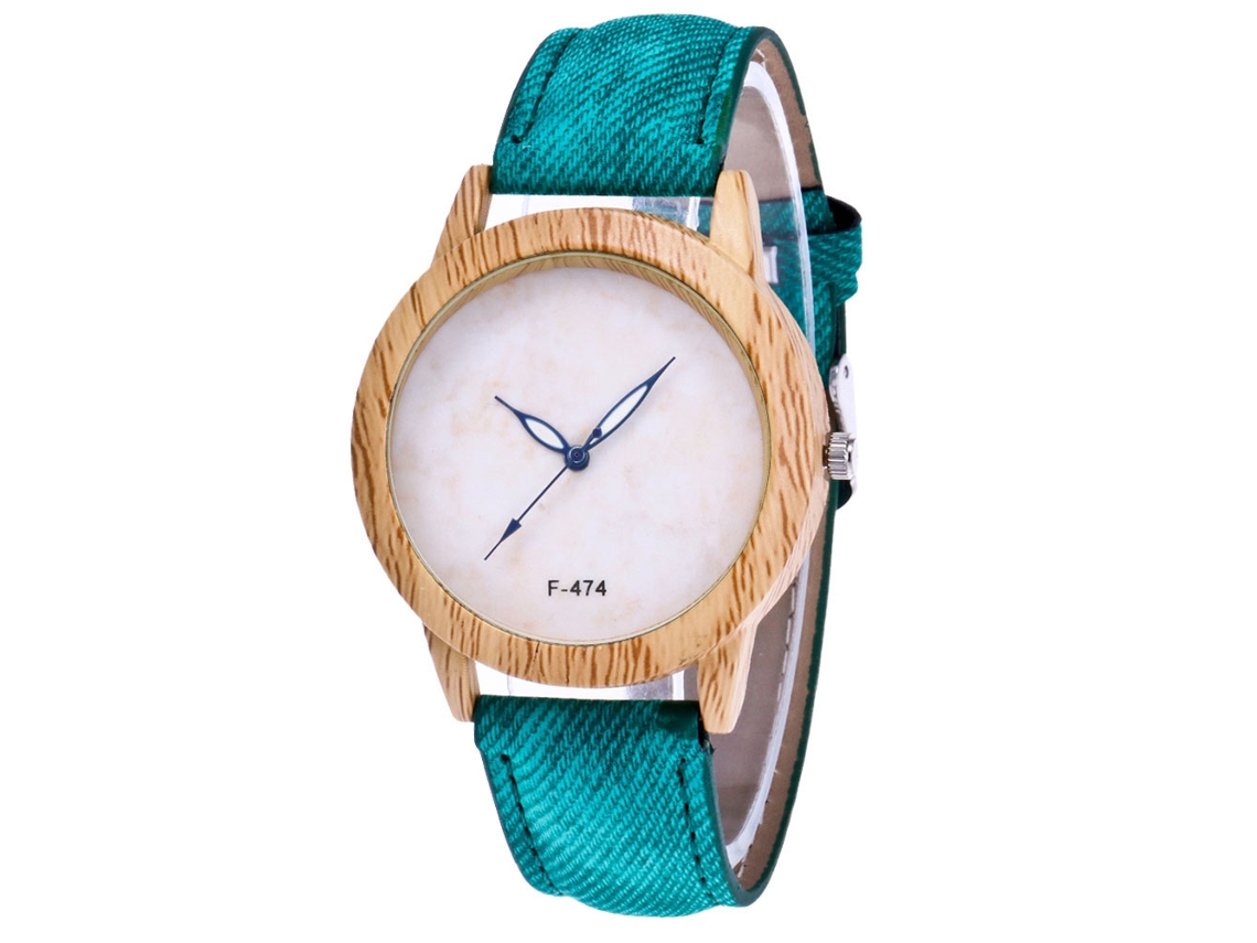 Relógio de Pulseira para Casais com Pulseira de Couro Design Simples Verde