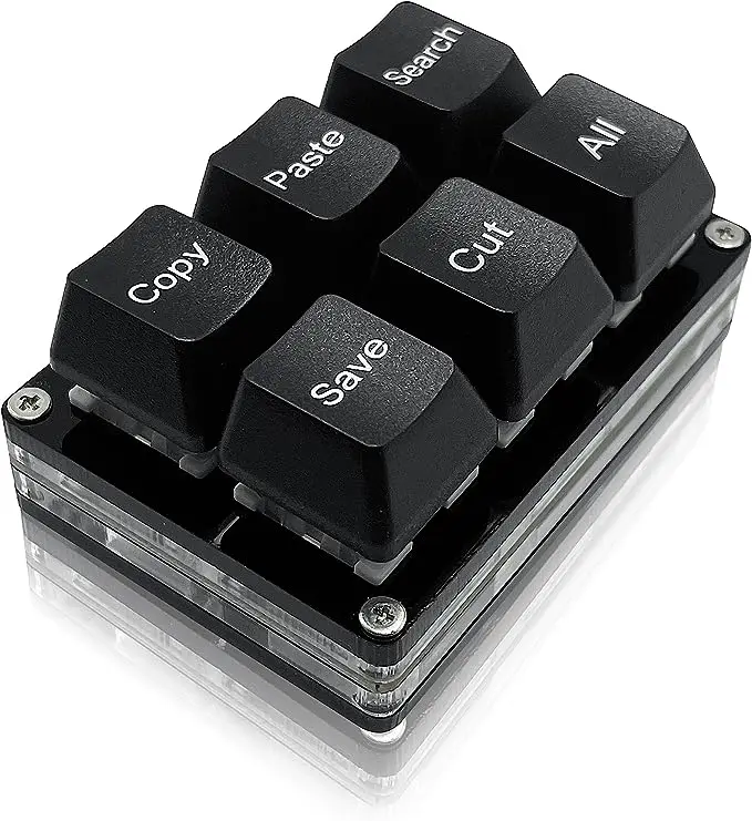 (preto) Teclado De 6 Teclas Para Copiar, Colar, Pesquisar, Salvar E Recortar, Ideal Para Uso Com Uma Só Mão.