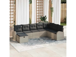 Vidaxl Conjunto De Sofá De Jardim 8 Unid. Cinzento-claro Vime Pe