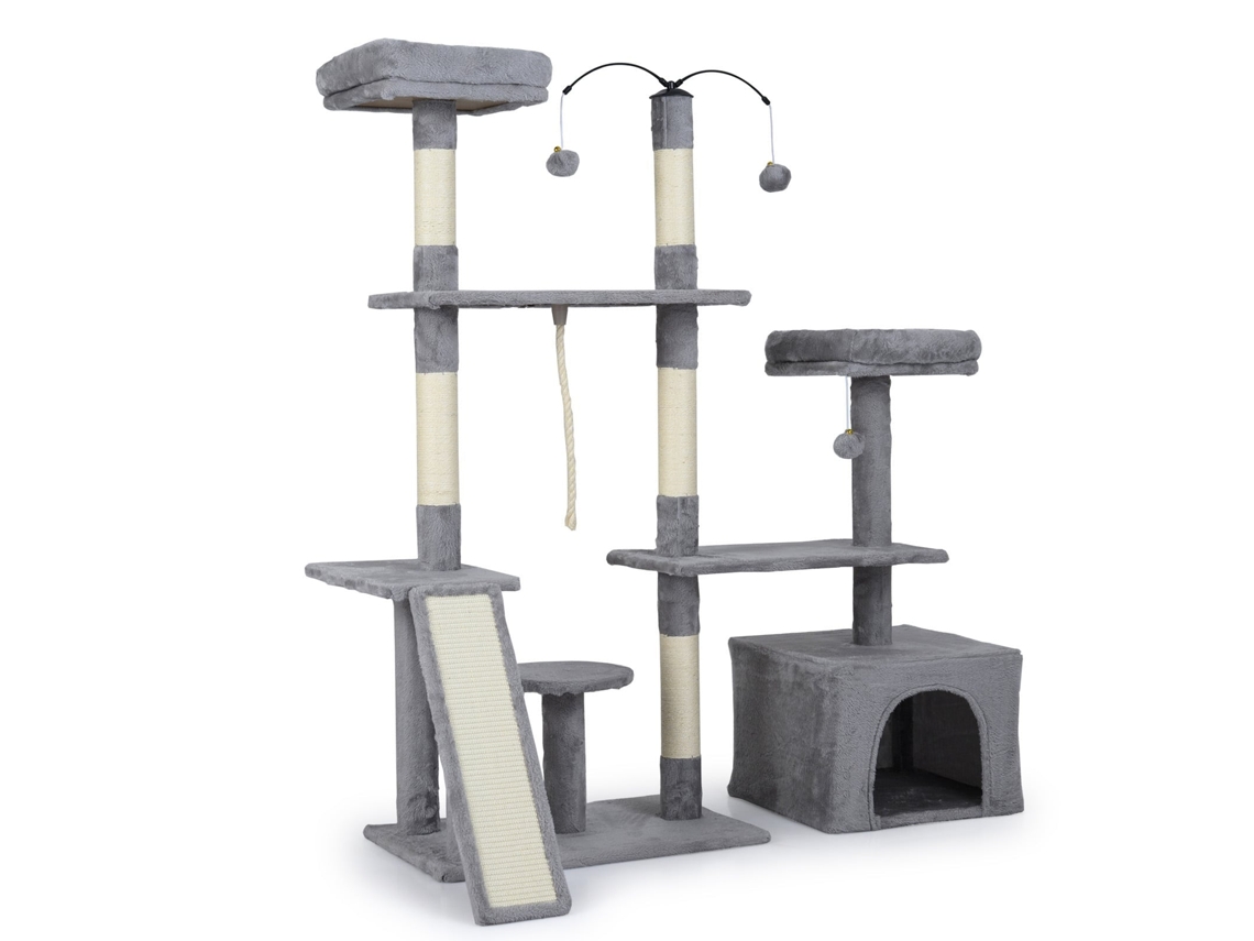 Árvore para gatos com design giratório, casinha e rampa, cinza claro NORTHIX