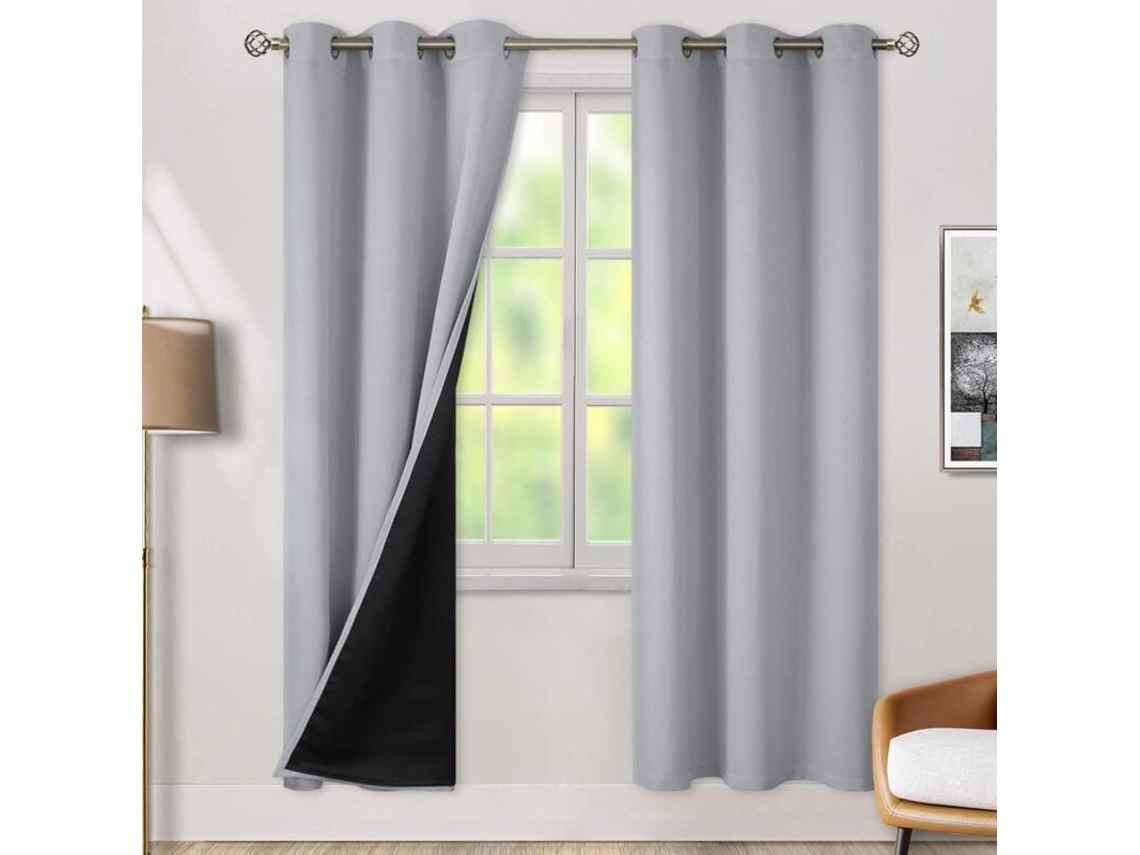 Par De Cortinas Blackout Para Quarto, Cortinas Grossas Com Isolamento Térmico, Forro Preto (1,07 X 1,6 M))))