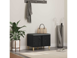 Vidaxl Banco De Hall Com Almofada Carvalho Preto 60 X 38 X 46 Cm
