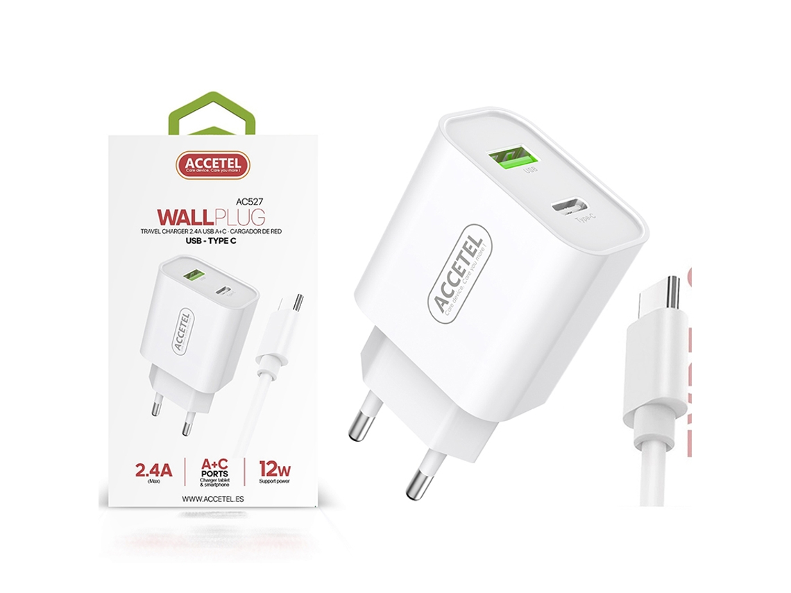 Carregador ACCETEL Redmi Note 11 4G (USB-C - Branco)
