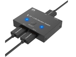 Displayport 1.4 8k Switch Bidirecional Dp Splitter, 2 Entradas 1 Saída Ou Suporta 8k60hz, 4k120hz, 1080p, Para Computador Etc Preto Bestvite