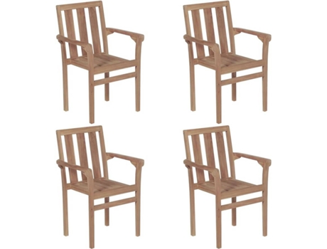 Cadeiras de jardim empilháveis 4 pcs madeira de teca maciça
