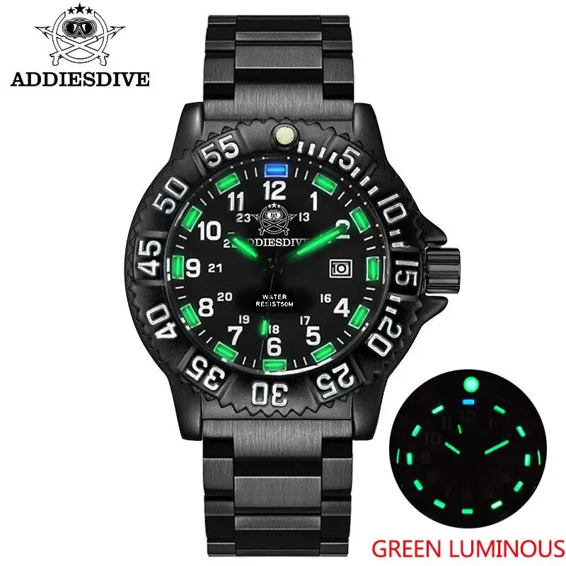 Relógio MDUG masculino elegante, resistente à água até 50 metros, luminoso, movimento de quartzo, pulseira de aço