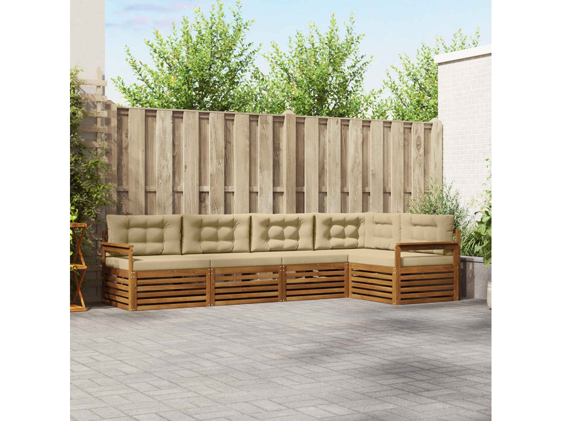 Vidaxl Conjunto De Sofás Para Exterior 5 Pcs Natural E Bege