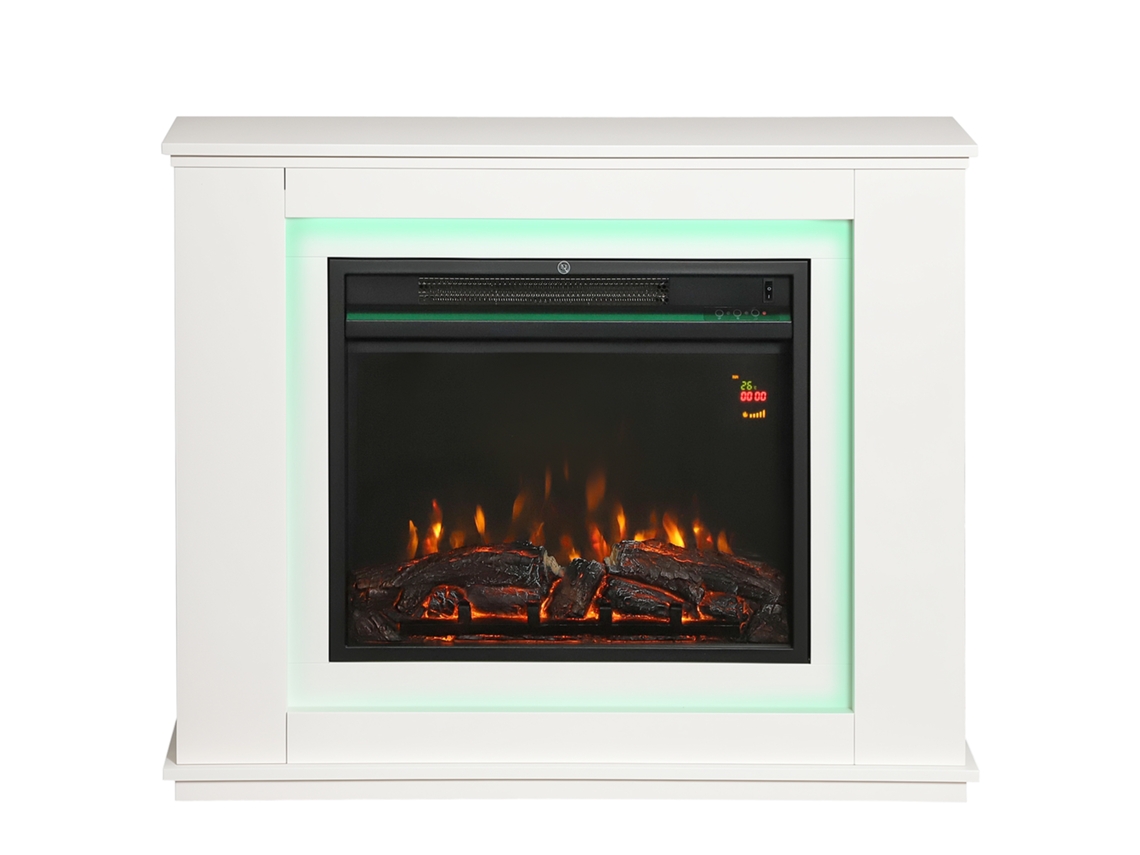 Lareira Elétrica branca 1000w/2000w com 12 cores de chama, 5 brilhos, 98x25x80cm S/MARCA