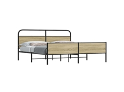 Vidaxl Estrutura De Cama Sem Colchão 193x203cm Metal Carvalho Sonoma